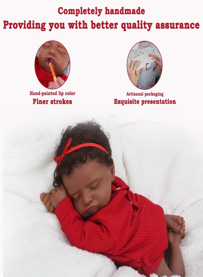 CHAREX Realistic 18 Inch Reborn Baby Doll - African American Sleeping Newborn Handcrafted Lifelike Black Skin Perfect for Kids Aged 3 and Up with Accessories - Image 4